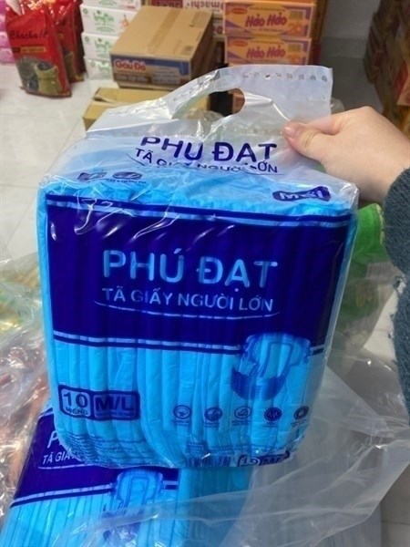 BỈM TÃ GIẤY NGƯỜI LỚN PHÚ ĐẠT 10 MIẾNG + MIẾNG LÓT