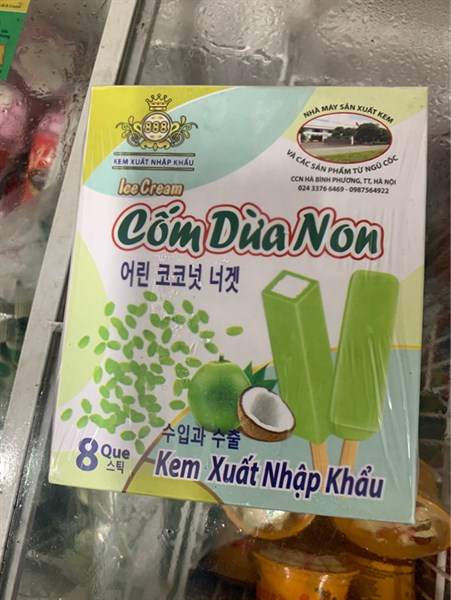 Kem sữa dừa non ( vị cốm, vị dừa, vị đậu xanh ) 8 que THIÊN HÀ
