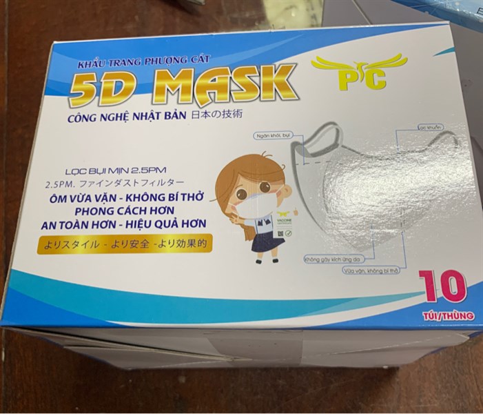 Khẩu trang 5d trẻ em 100 cái khánh ly